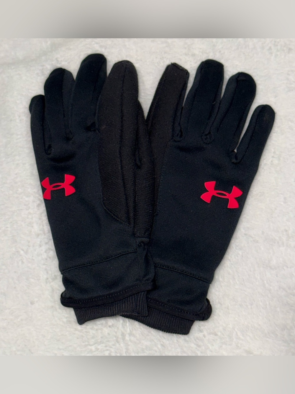 Youth Medium - Under Armour Lightweight Fleece Athletic Gloves Black